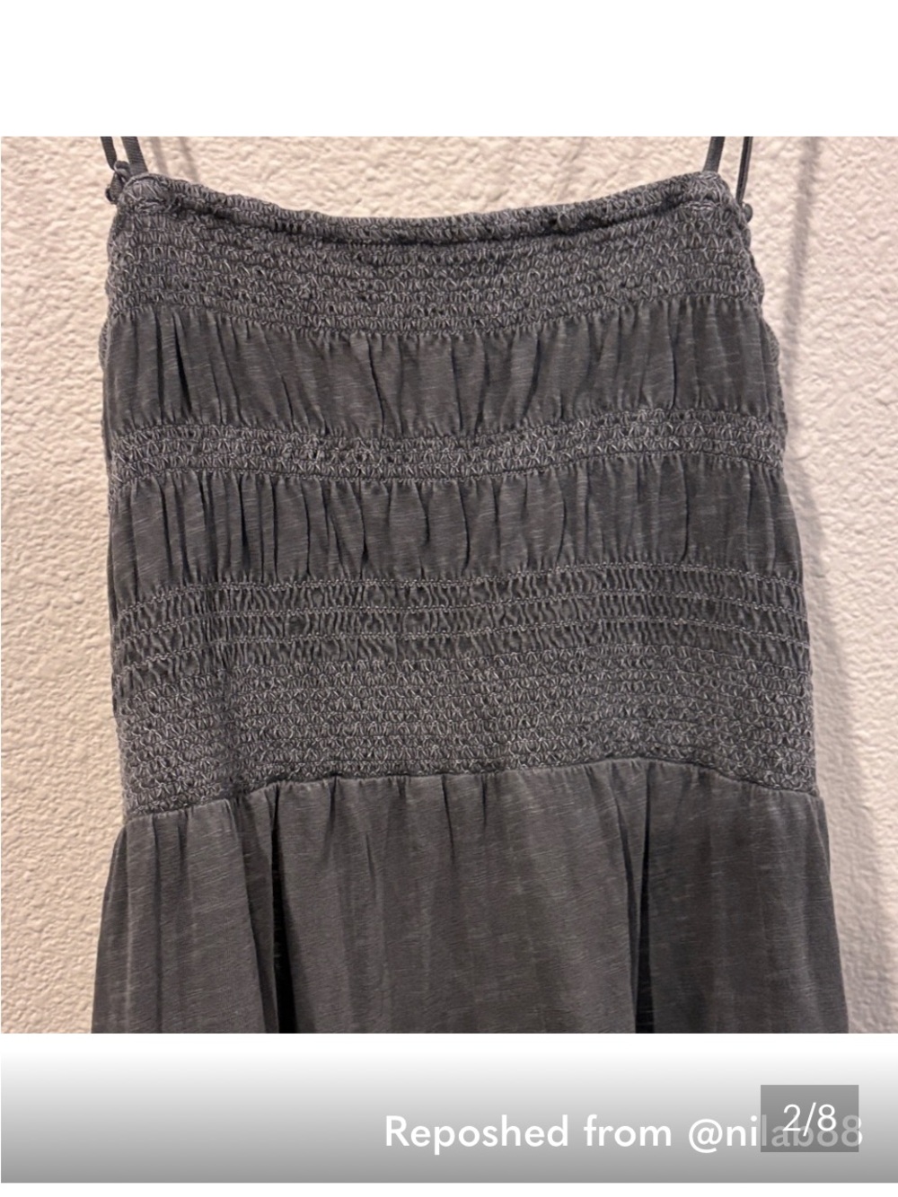 Lucky Brand Charcoal Gray Smocked Tiered Maxi Dress - Picture 3 of 4